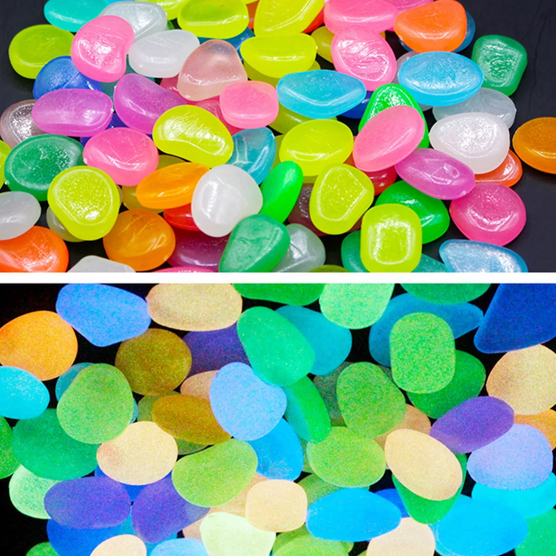 

10Pcs Artificial fake Stone Walkway Aquarium Fish Tank Decor Glow in the Dark Pebbles
