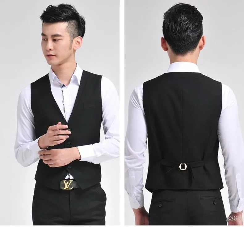 Hot Sale Black Groom Vests Groomsmen/Best Man Vest Custom Made Size and Color Four Buttons Wedding/Prom/Dinner Waistcoat
