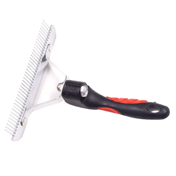 Pet open knot comb Red plastic handle dog cat remove floating hair