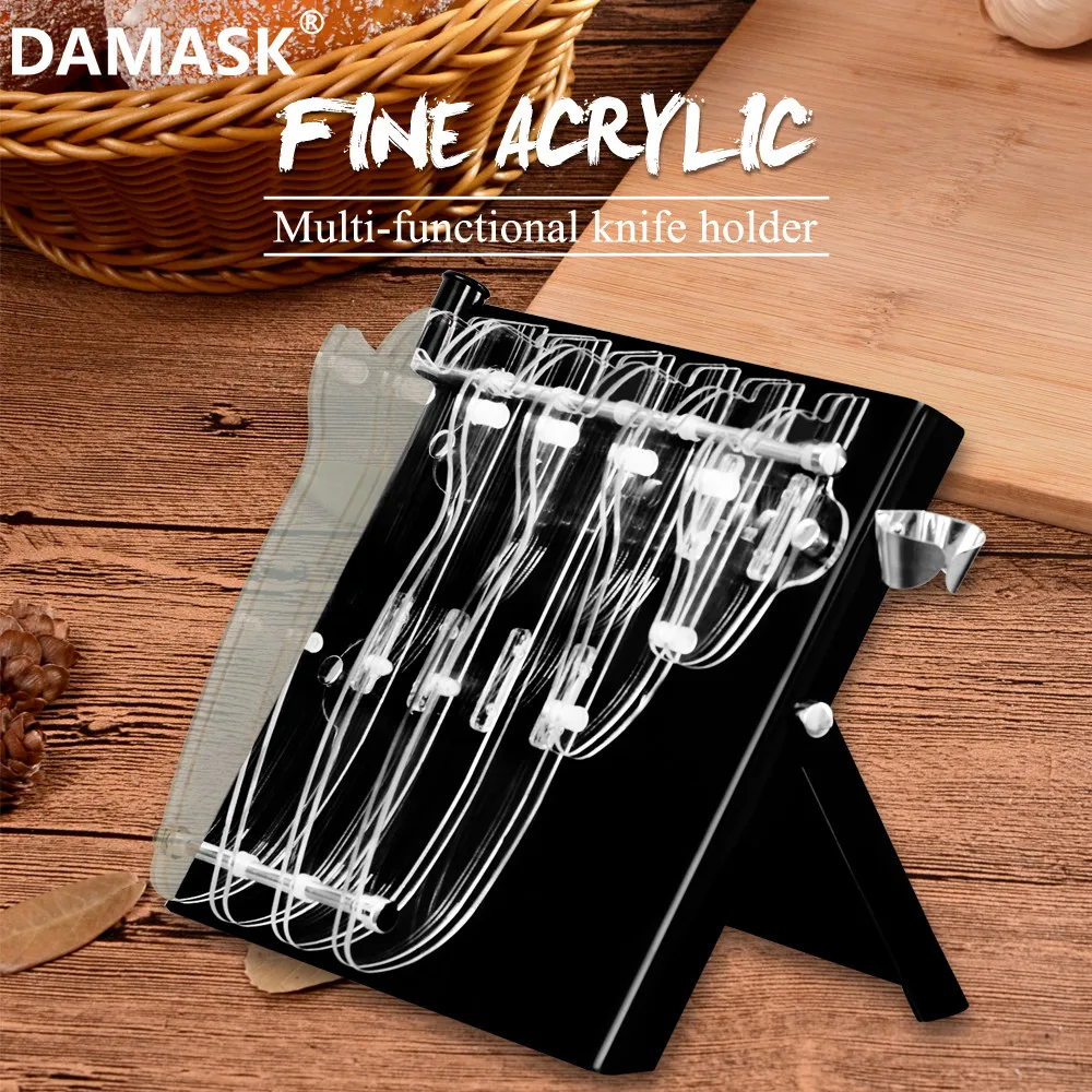 

DAMASK Knife Stand Fruit Chef Knife Holder Black Acrylic Knives Block For Multifunctional 8-Pieces Kitchen Knives Accessories