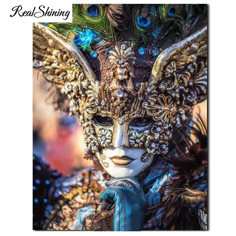 

full square round Resin diamond Painting woman mask puzzle 5d mosaic diamond picture Cross-Stitch Carnaval Venise Gifts FS6418