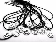 12PCS/Lot- L015 Zodiac Pisces Aries Taurus Capricorn Scorpio Leo Necklace Signs 12 Constellation Letter Rope Leather Necklaces saint seiyas constellation led watch 12 zodiac signs theme waterproof wrist watches virgo taurus leo christmas gift