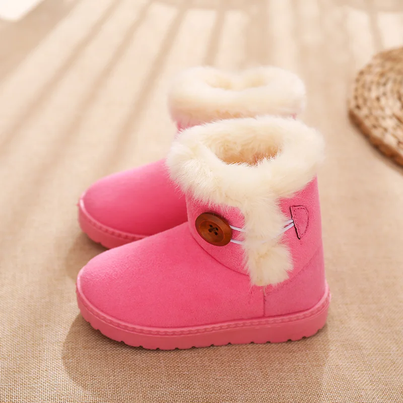 New Winter Kids Shoes  Toddler Cute Warm Short Boots Girls Plus Velvet Snow Boots Size 20-35