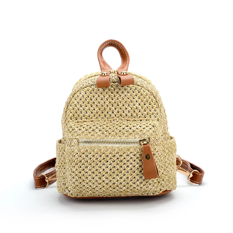 

Straw Bags Women mini Backpack Summer Rattan Bag Female small School Backpack for Teenage Girl woven Travel Bag Mochila Escolar