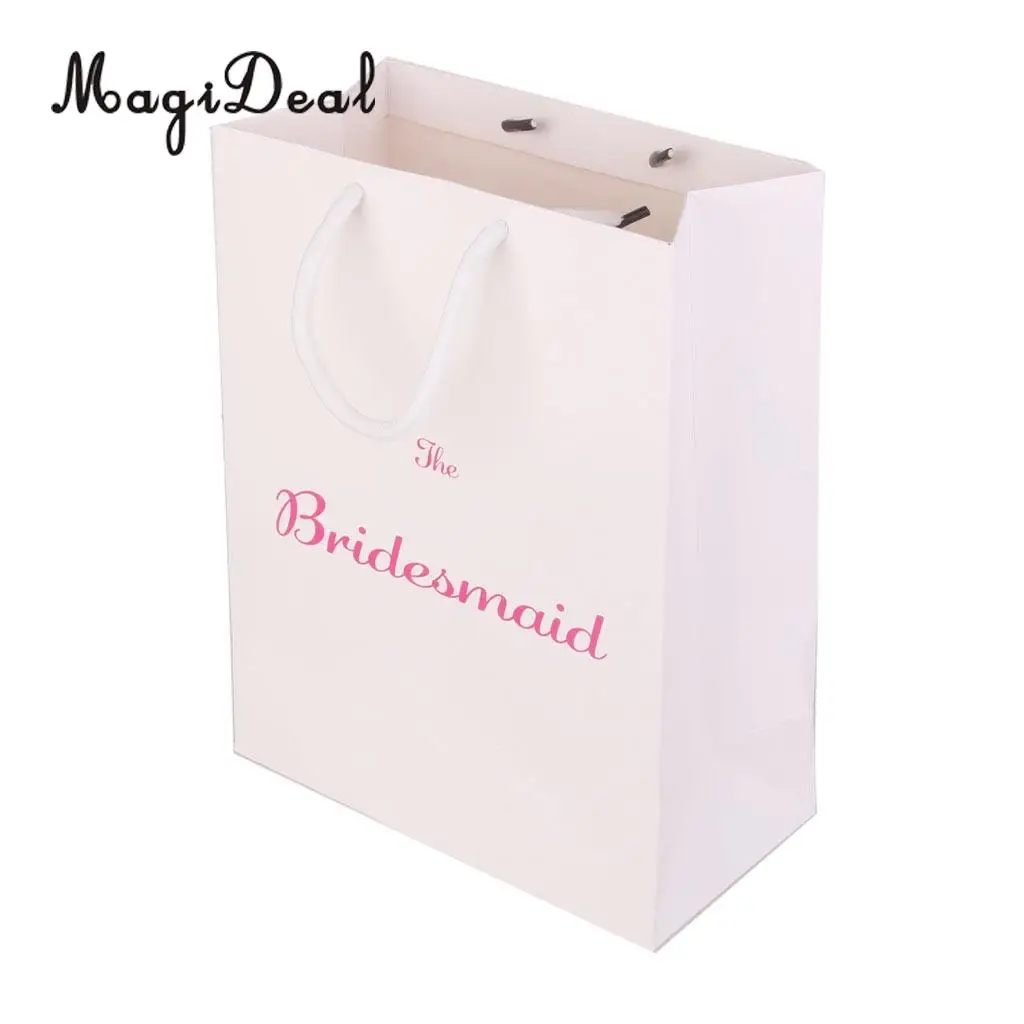  6pcs Large The Bridesmaid Wedding Party Paper Bag with Handle White Accessory Wedding Gift Bag Gift Keepsake Hen Party Bag