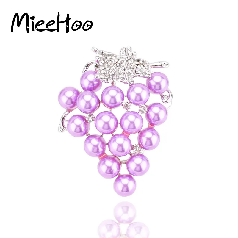 

Mieehoo Cute Coat Brooch Pin Wedding Accessories Pearl Purple Grapes Brooches for Women Bridal Dresses Hijab Clip Scarf Pins