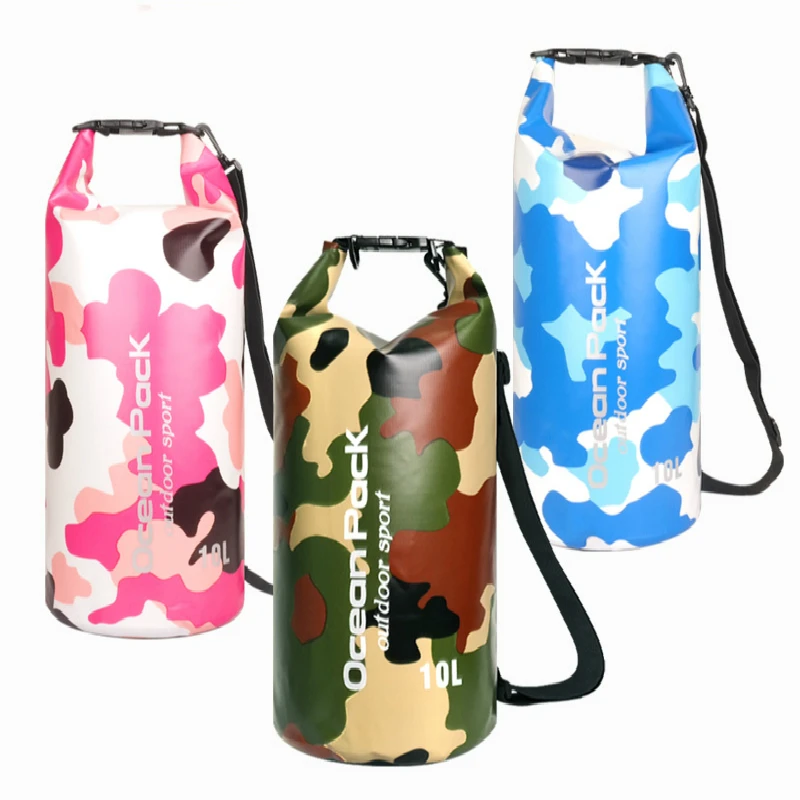 

New 5/10/15/20L/30L Camouflage Rafting Water Proof Bag PVC Waterproof Dry Kayak Diving Sack Sandy Beach Bags Surf Bag