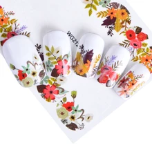 Full Beauty 1pcs Nail Sticker Optional Blossom Colorful Flower Rose Valentine Water Full Wraps Nail Art Decals Charms Tips CHWG