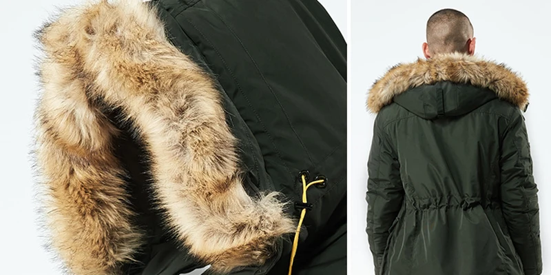 HISTREX модная зимняя куртка для мужчин теплое пальто Модная Повседневная парка средней длины толстое пальто для мужчин для зимы Amry темно-синий 4XL HP343