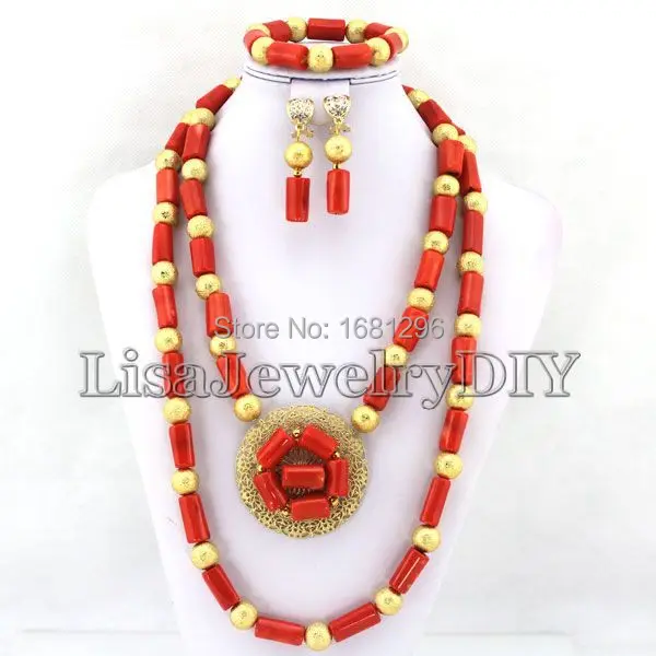 African Coral Beads Jewelry Sets Nigerian Wedding Free Shipping HD0971 | Украшения и аксессуары