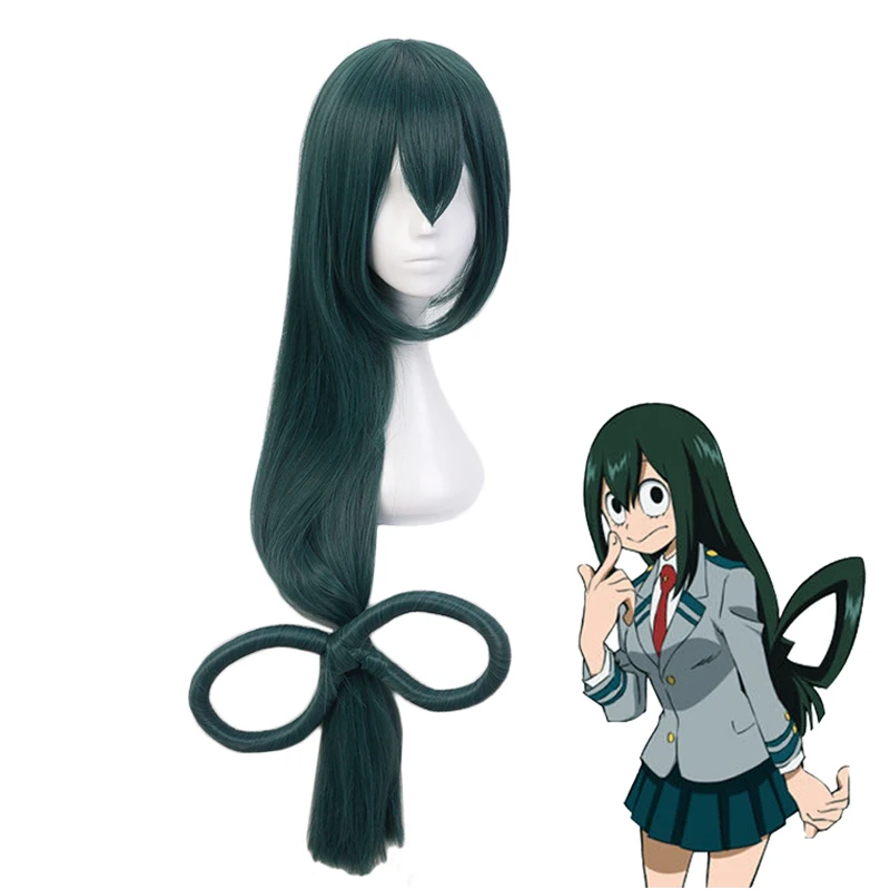 

Anilnc Long Straight Dark Green My Hero Academic Asui Tsuyu Synthetic Cosplay Wigs For Women
