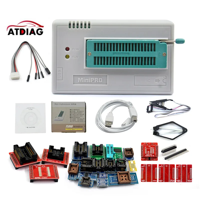 Original New TL866A Universal Minipro Programmer+24 Adapters+Test Clip+ ...