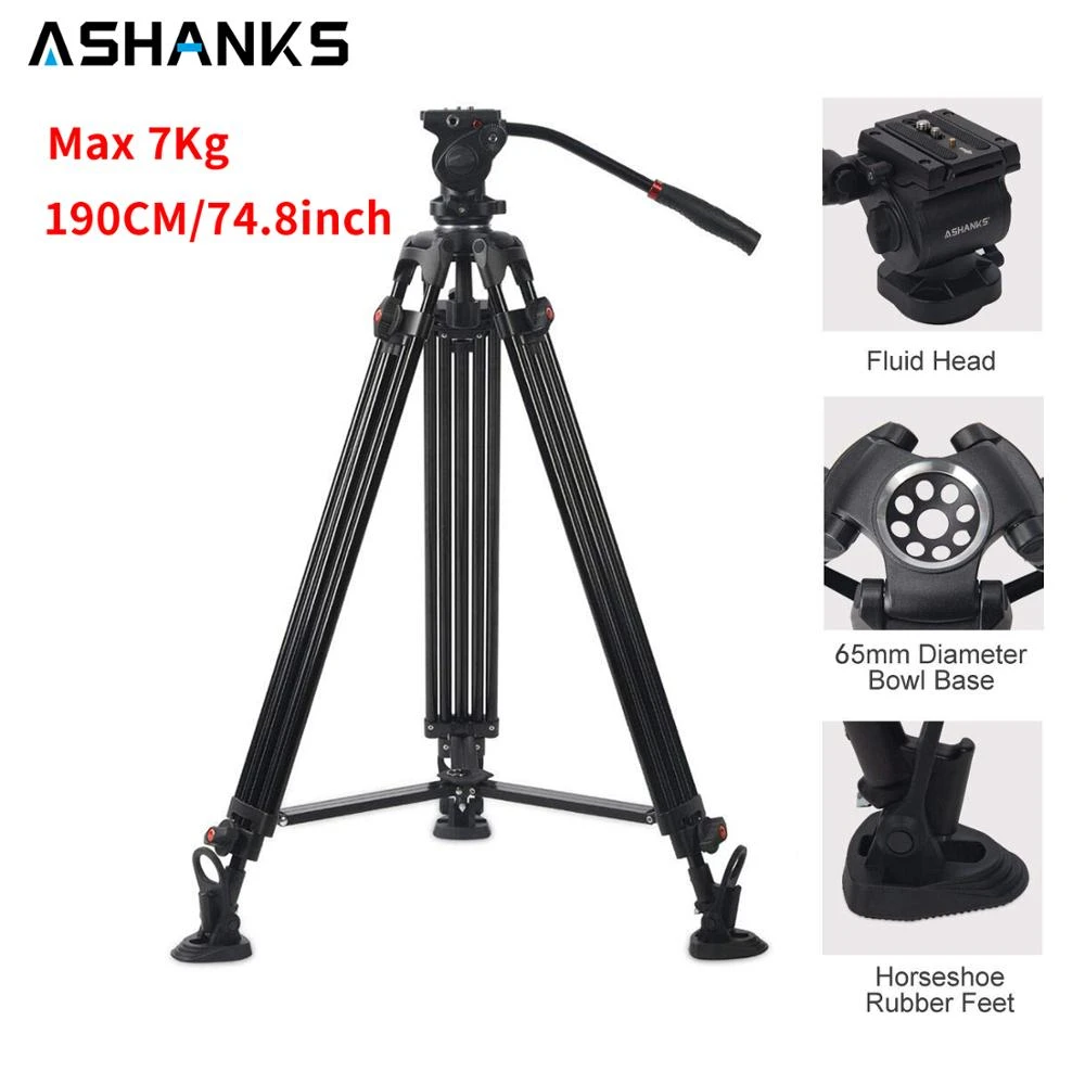 190cm 74 8inch Tripod Stand For Dslr Camera Studio Video Max 7kg Professional Holder With Fluid Head Compatible With Manfrotto Live Tripods Aliexpress