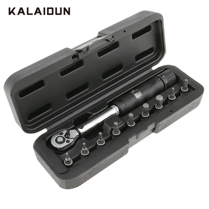 KALAIDUN динамометрический ключ для велосипеда, набор 2-14нм 1/4 дюйма, Набор шестигранных торцевых бит, механический гаечный ключ, набор ручных инструментов для ремонта велосипеда