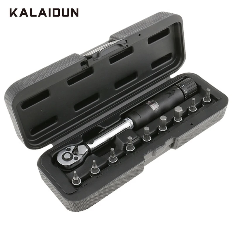 

KALAIDUN Bike Torque Wrench Set 2-14Nm 1/4'' Drive Hex Socket Bit Kit Ratchet Mechanical Spanner Bicycle Repair Hand Tools Kit
