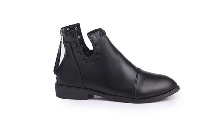 COOTELILI Fashion Rivet Ankle Boots For Women 2018 Autumn Winter Zipper Shoes Woman Black Casual Rubber Boots Women 35-39 (3)