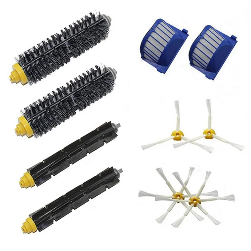 

High Quality 2 Bristle & Flexible Beater &4 Armed Brush & 2 Aero Vac Filter for iRobot Roomba 600 Series 620 630 650 660
