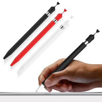 

Cute Scratchproof Dustproof Non-slip Silicone Protective Case Cover with Cap for Apple Pencil 1st Generation Stylus Accessories