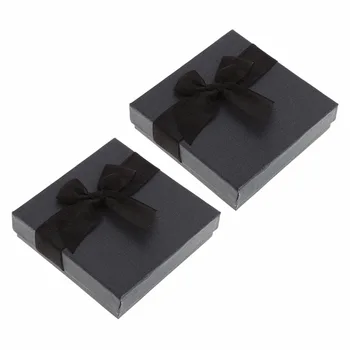 

2 Pcs Jewelry Box Bangle Packing Boxes Classic Black Bowknot Decoration Case Storage Container Organizer Gifts Bracelet Square