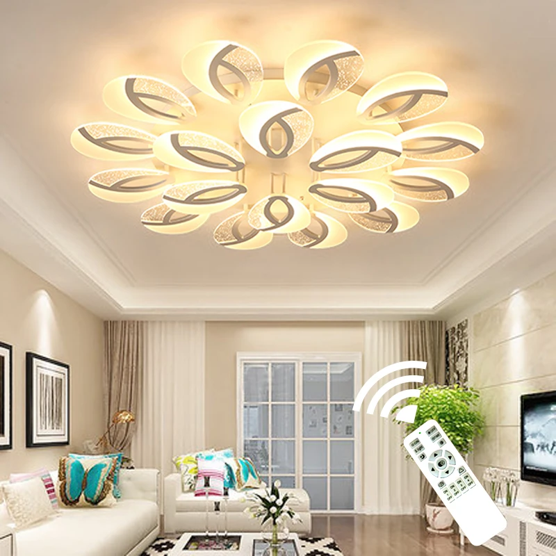 

New Acrylic Modern Led Chandelier Luminaires For Living room Bedroom Dining room White Ceiling Mount Chandelier Light Fixtures