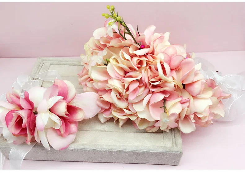 2 шт./компл. Роза лепесток цветка короны и запястья Для женщин женские аксессуары для волос для Для женщин цветочный венок ободок Свадебная вечеринка цветочный венок - Цвет: Pink Crown and wrist