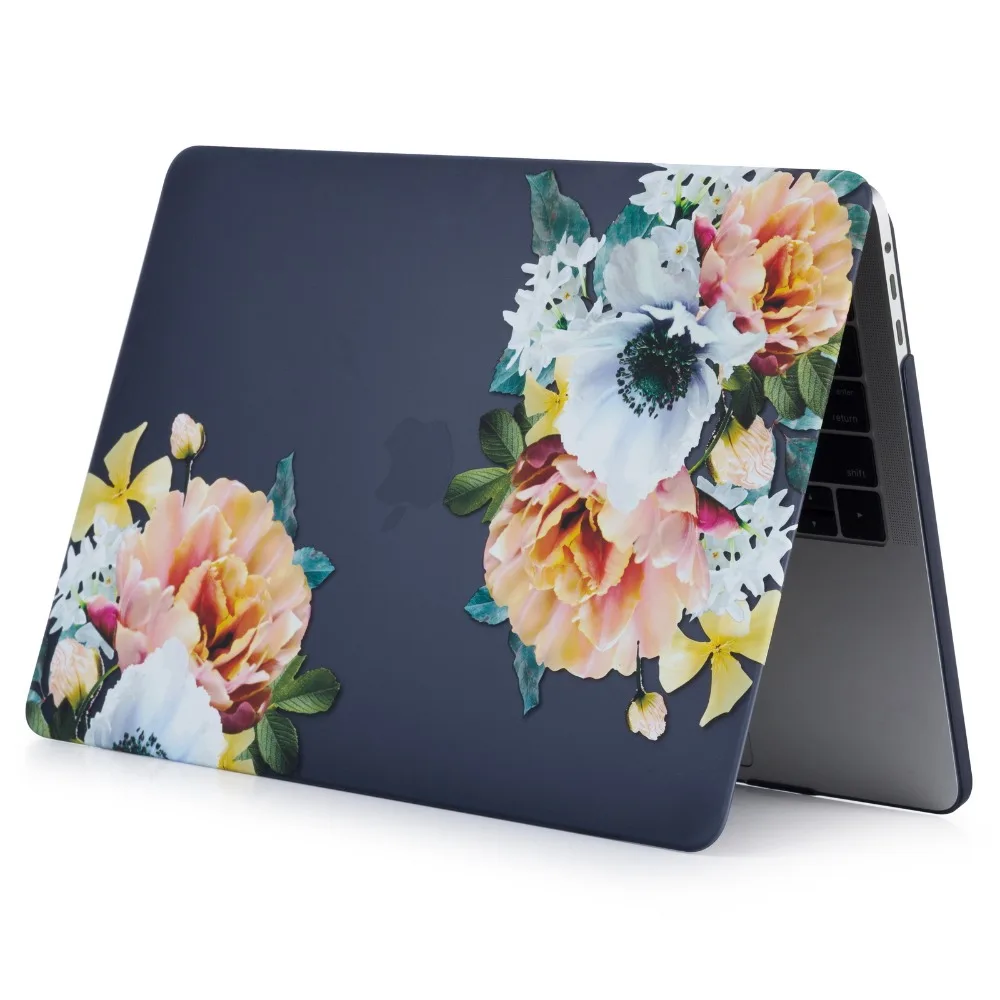 Flower Leaf Pattern Hard Case Protective Cover Shell for Apple Mac MacBook Air 11 13 Pro 12 13 15 Touch bar Women Men Bag Sleeve