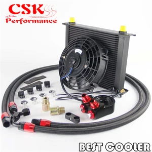Image 4 - 30 Rows AN8  Oil Cooler +7" Electric Fan +  Filter Adapter Kit BLACK