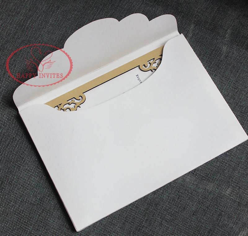 HI3038 - 10 Personalized Hardcover Wedding Card With Nice Laser Cut Design