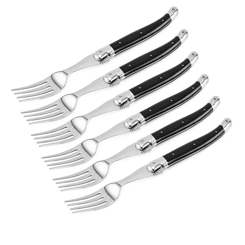 8'' Laguiole Steak Forks Stainless Steel Black Dinner Sets Cutlery Food Salad Dessert Fork