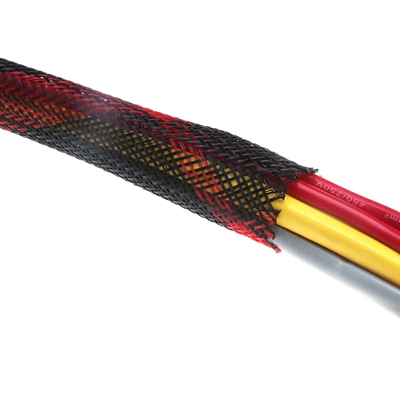 Изоляционные плетеные кабельные втулки 10 м 6 мм черный+ красный проволочный сальник защита плетеные втулки ПЭТ расширяемые плетеные кабельные втулки