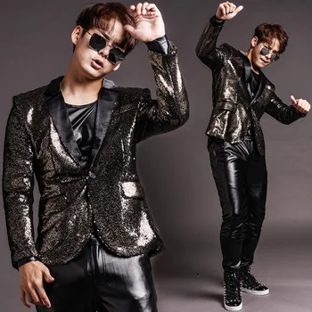 S-6XL!!! Large Numbers of men's wear !! 2018 Costume bar club punk singer colored gradient sequined suit S-6XL!!! Large Numbers of men's wear !! 2018 Costume bar club punk singer colored gradient sequined suit