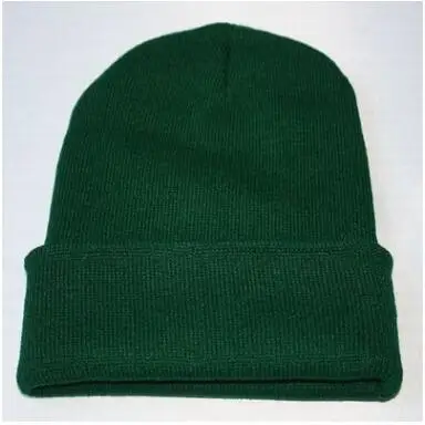 Вязаные теплые шерстяные шапки, Флуоресцентный светильник, плоская игла, головные уборы из акриловых волокон, вязаная шапка, уличная одежда для мужчин и женщин - Цвет: Dark Green