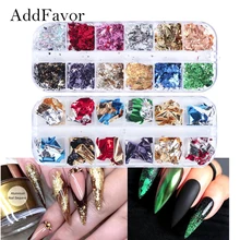 Addfavor неровная бумага фольги для ногтей алюминиевые хлопья Золотой Серебряный ноготь художественная Наклейка 3D украшения ногтей аксессуары