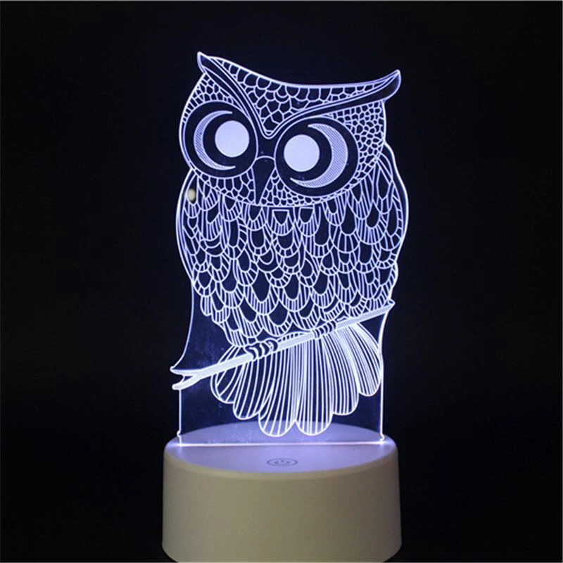 

LED 3D Owl Night Light Touch Table Desk Lamps 7 Colors Changing Millenium Falcon UFO spacecraft Decor Lights for children gifts