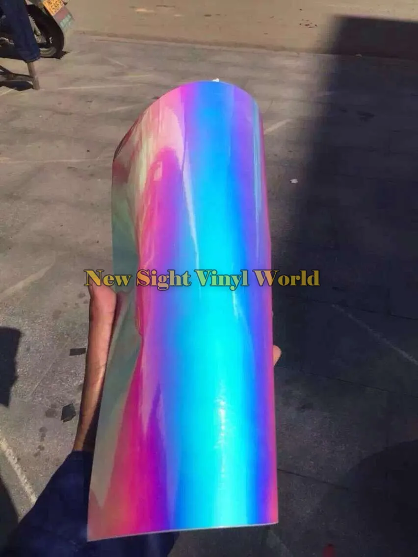 Premium Pink Rainbow Chrome Vinyl Wrap Sticker Rainbow Vinyl Film Bubble Free For Car Wrapping Body Film Foil