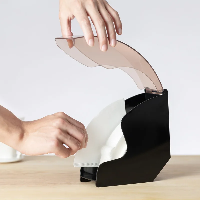 V60 filtro titular de papel en forma de cono de papel de filtro de filtros de café titular estante de almacenamiento de acrílico con a prueba de polvo cubierta