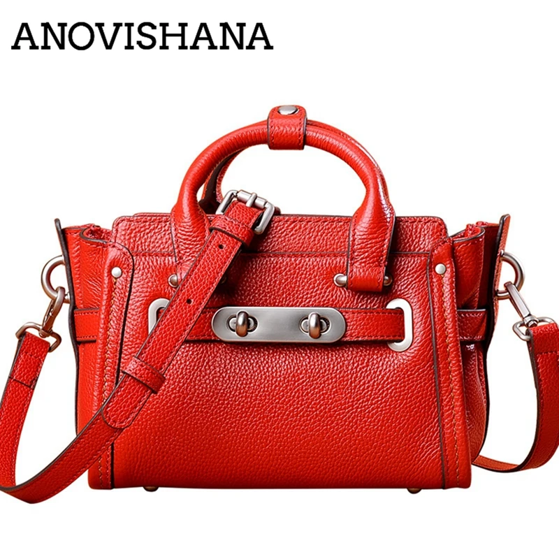 

ANOVISHANA Real Leather Small Bag Head Layer Cowhide Crossbody Shoulder Handbag Korean Version of Wing Bag Retro Women Bag K060