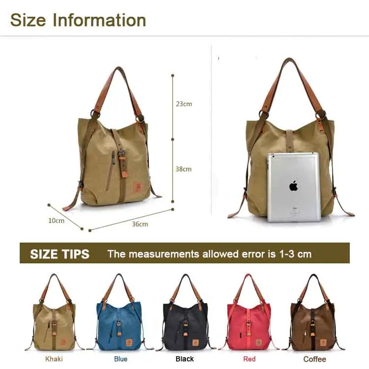 Women's Washed Canvas Handbag Large Capacity Shoulder Bags Female Casual Crossbody Tote Lady Vintage Camel Black Messenger Pack (6)