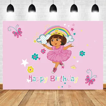 

Happy Birthday Backdrop Rainbown Magic Wand Cartoon Girl's Birthday Party Photography Background Party Banner Decorate Backdrops