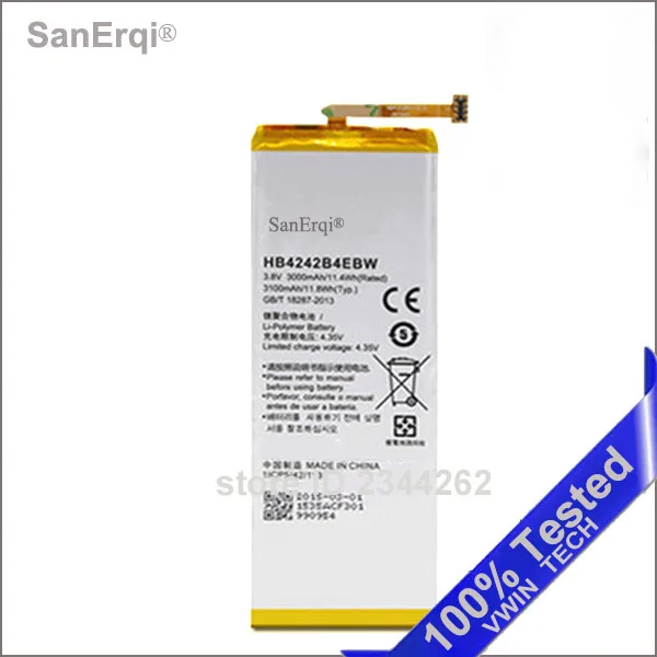 SanErqi New Tested HB4242B4EBW Battery For Huawei Honor 6 battery 3000 mAh Batterie Bateria | Мобильные телефоны и