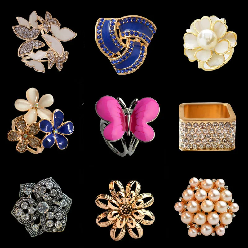 MZC Delicate Flower Scarf Buckle Chic Crystal Hijab Pin Zinc Alloy Enamel Butterfly Vintage Pearl Silk Femme Gift | Украшения и