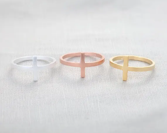 Sideways Cross Ring - Gold  Simple cross rings,Cross ring,unique rings,stretch rings,cool rings,religious rings
