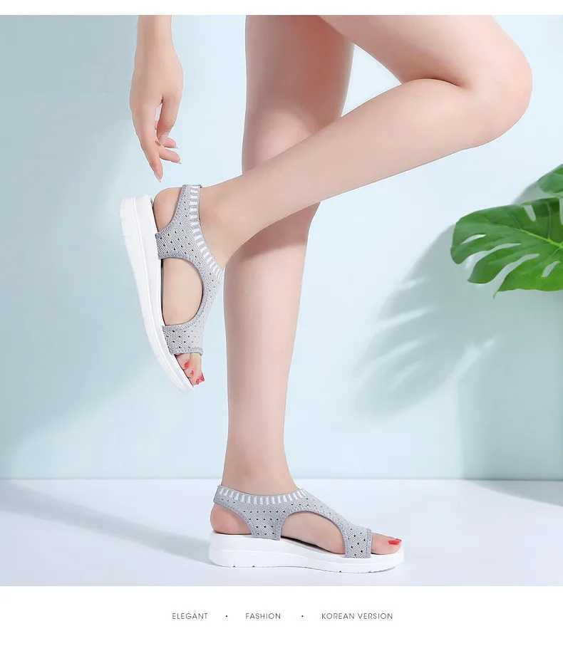 PINSEN Women Sandals 2019 New Female Shoes Woman Summer Wedge Comfortable Sandals Ladies Slip-on Flat Sandals Women Sandalias