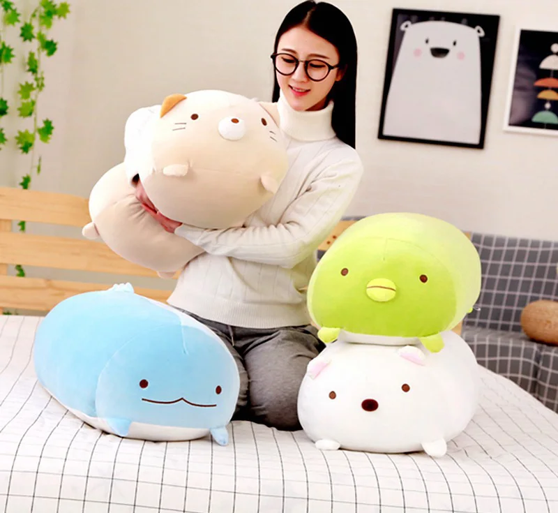 1pcs 28cm 60cm Cute Animals Cat Dinosaur Plush Toys Soft Cartoon Corner Creature Bear Penguin Stuffed Pillows for Children Gifts (1)