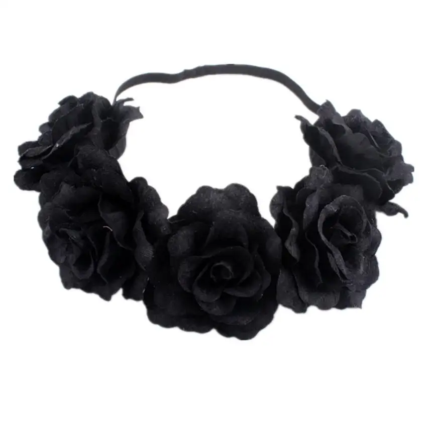 

Handmade Flower Garland Halo For Wedding Flower wreath Decorations Hair Accessories Elastic Hair Band for girls Drop ship 9.13