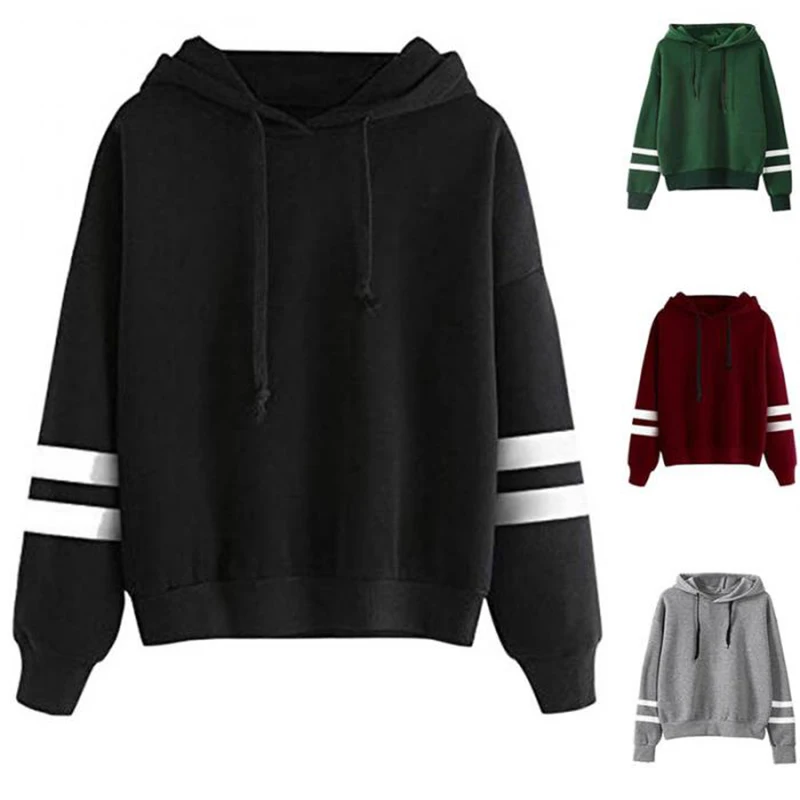 Fashion Autumn Winter Women Sweatshirt With Hat Drawstring