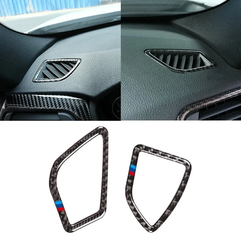 Для BMW 3 4 серии F30 F32 2013 углеродное волокно Автомобильный интерьер кондиционер на выходе вентиляционное отверстие крышка отделка - Название цвета: with color 2pcs