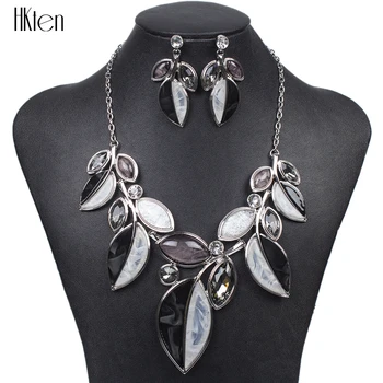 

MS1504115 Fashion Brand 5 Colors Jewelry Sets Silver Plated Leaf Design Necklace Earring Set High Quality Wedding Jewelry