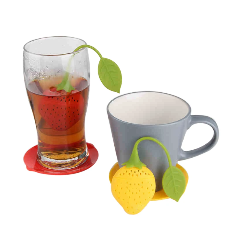 

Reuseable Foof Safe Silicone Red Strawberry Shape Tea Leaf Bag Holder Tea Infuser Tea Coffee Punch Filter Teaware Gadget