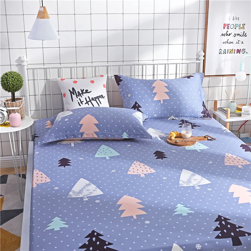 Nordic-Style-Bed-Sheets-with-Pillow-Case-Twin-Queen-Fitted-Sheet-Single-Double-Bed-Sheet-with-Elastic-Band-Cotton-Mattress-Cover-2